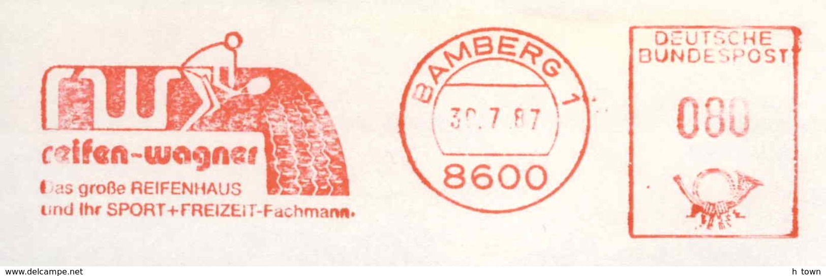 7219  Tennis: Ema D'Allemagne, 1987 - Meter Stamp From Bamberg, Germany. Tire Pneu - Tennis