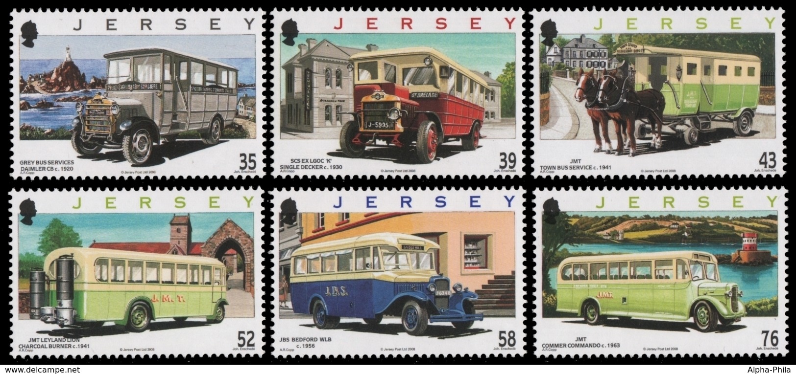 Jersey 2008 - Mi-Nr. 1342-1347 ** - MNH - Omnibusse / Buses - Jersey