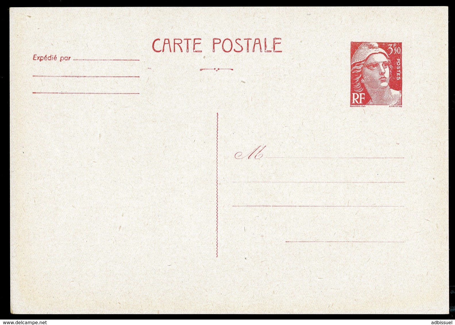 GANDON Cote 40 € Carte Neuve, 3.5Fr (N°E1). TB - Standard Postcards & Stamped On Demand (before 1995)