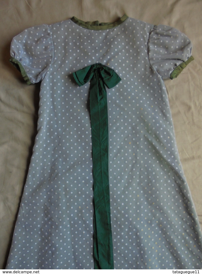 Ancien - Robe Longue Satinette Couleur Vert Pour Petite Fille Demoiselle D'honneur 1968 - Abiti Da Sposa