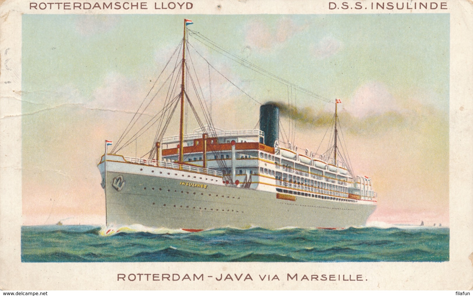 Nederland - 1925 - Rotterdamsche Lloyd - D.S.S. INSULINDE - Passagiersschepen