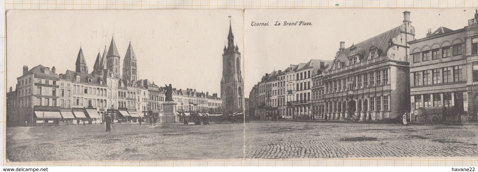 9AL3059 TOURNAI LA GRAND PLACE Carte Double Voir Timbre "ne Pas Livrer Le Dimanche" 2 SCANS - Tournai