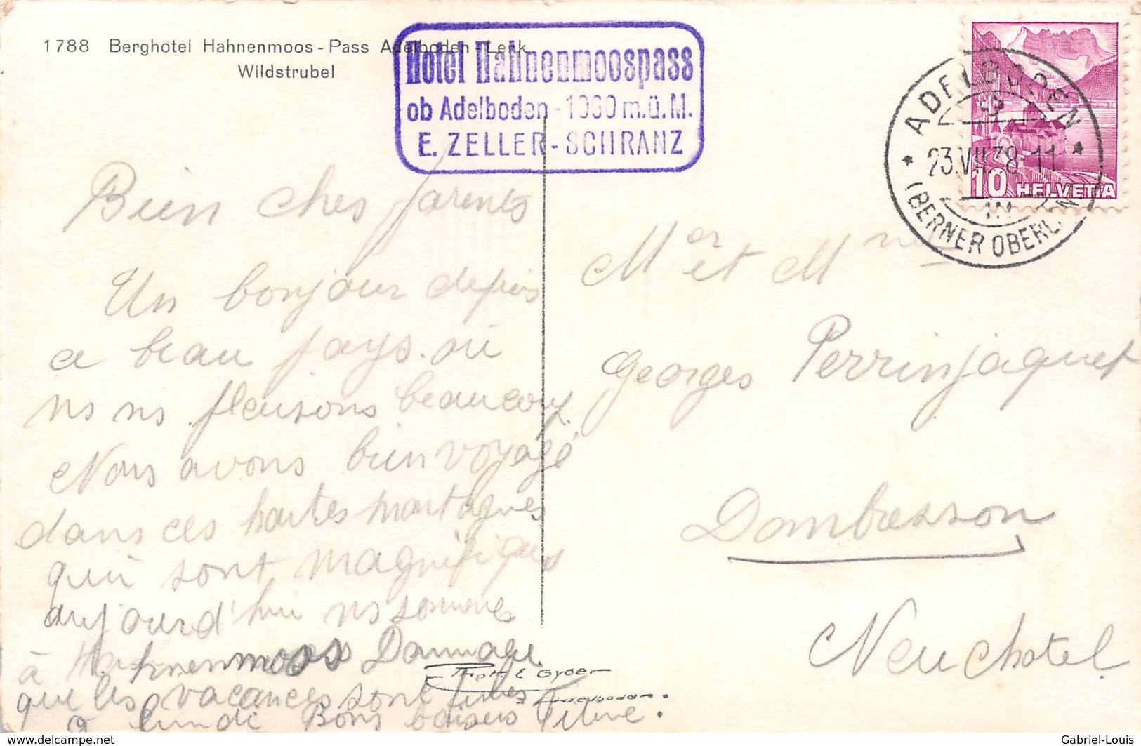 Berghotel Hahnenmoos Pass Adelboden - Lenk - 1938 - Adelboden