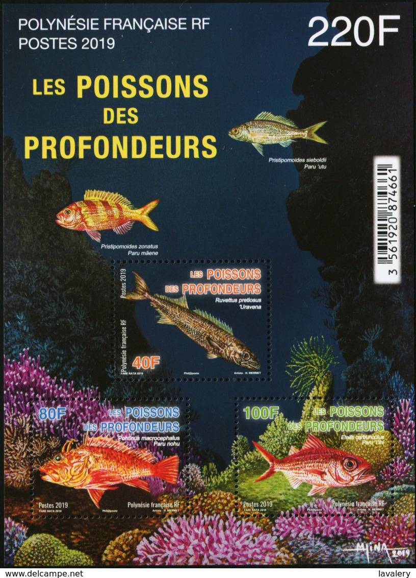 FRENCH POLYNESIA 2019 Deepwater Fish Fishes Marine Life Animals Fauna MNH - Fishes