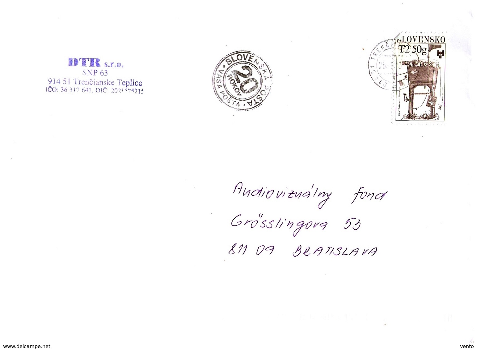 Slovakia Cover With Special Cancel - 20 Years Of Slovak Post ... Ax596 - Lettres & Documents