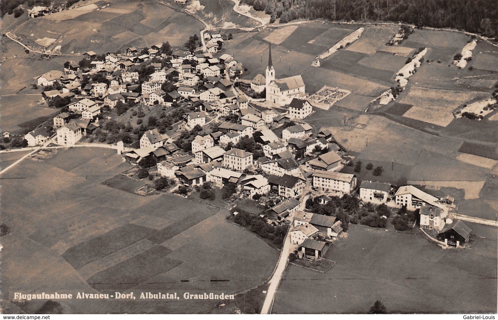 Flugaufnahme Alvaneu Dorf Albulatal Graubunden - Carte Coupée, Voir Scanner Du Dos !! - Alvaneu