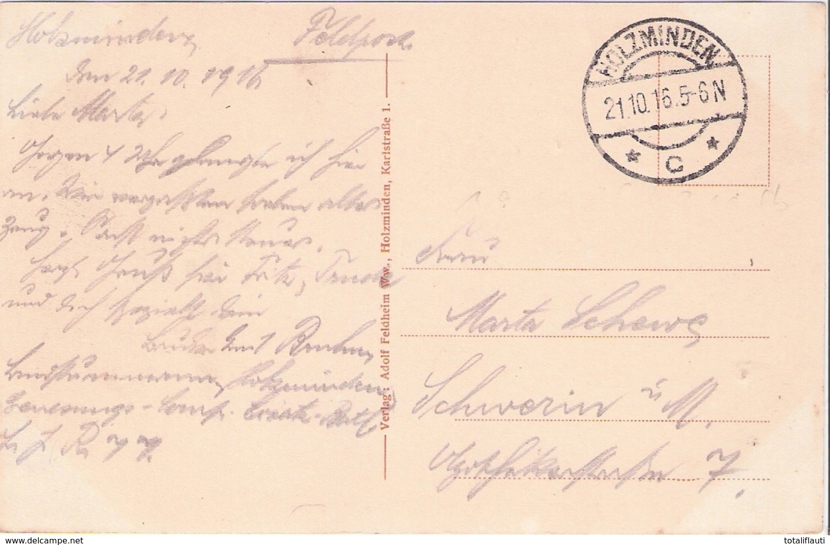 HOLZMINDEN Braunschweigsche Bank Belebt Radfahrer In Als Feldpost 21.10.1915 Gelaufen - Holzminden