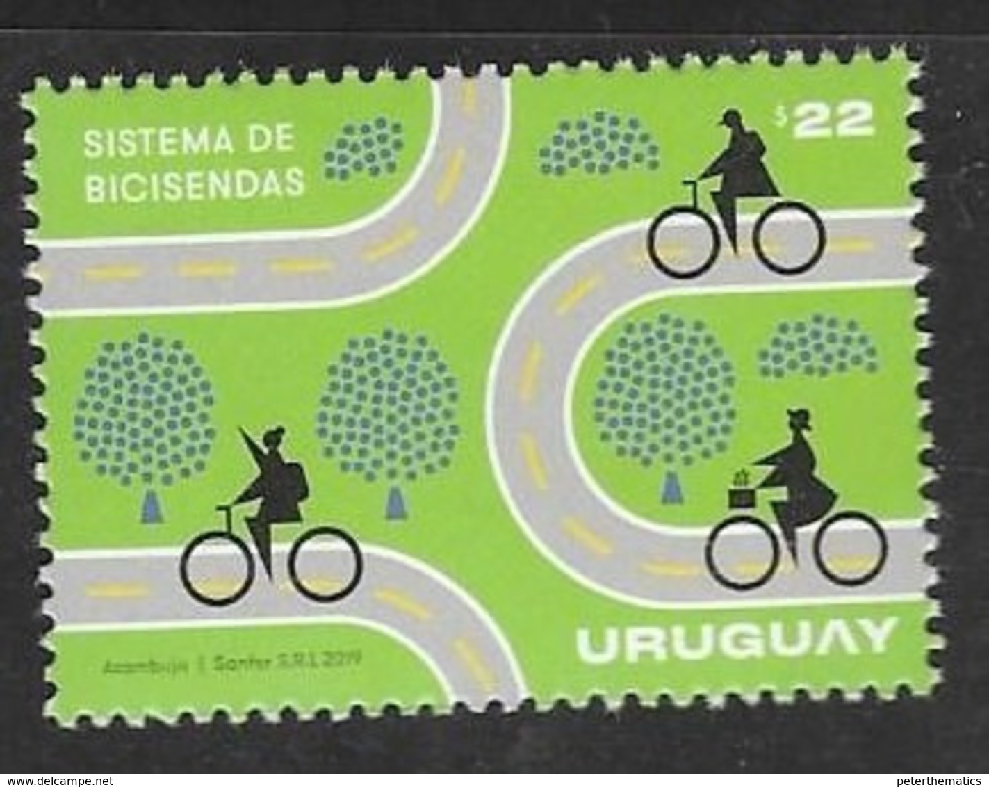 URUGUAY, 2019, MNH, BICYCLES, CYCLING, BIKE LANES, 1v - Cyclisme