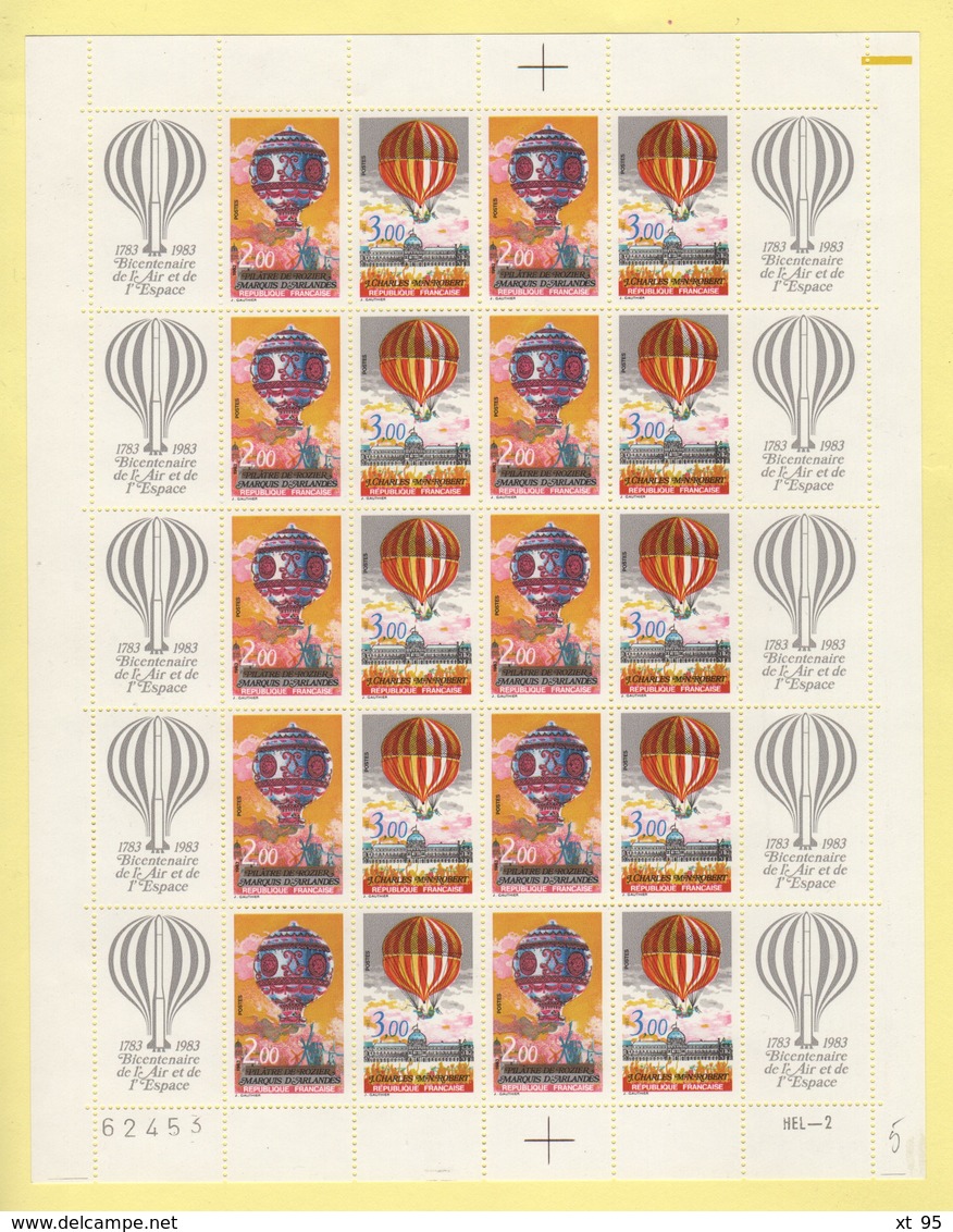 Feuille Complete ** - Bicentenaire De L'air Et De L Espace - P2262A - 1983 - Cote 30€ - Full Sheets
