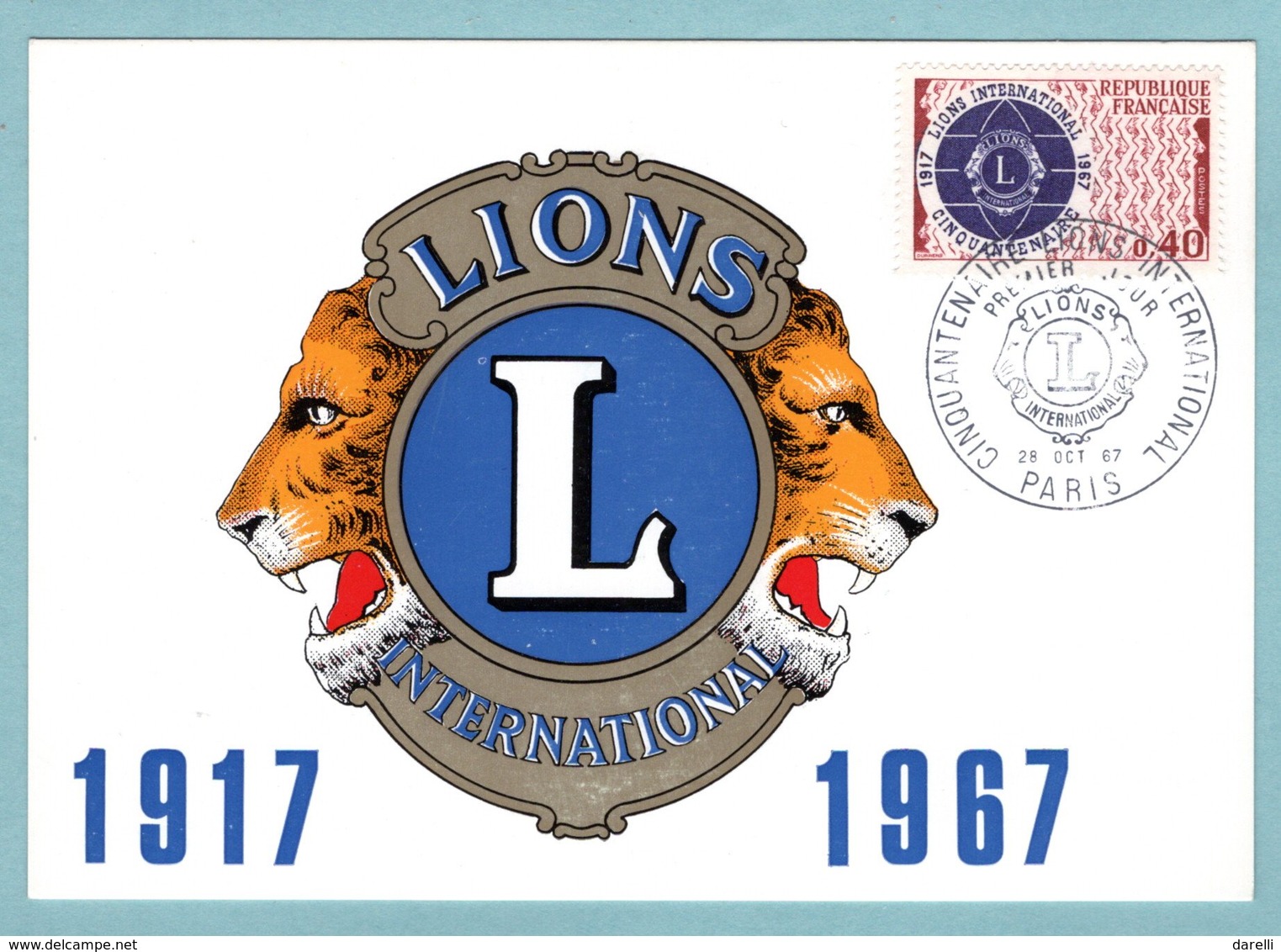 Carte Maximum 1967 - 50ème Anniversaire Lions International - YT 1534 - Paris - 1960-1969