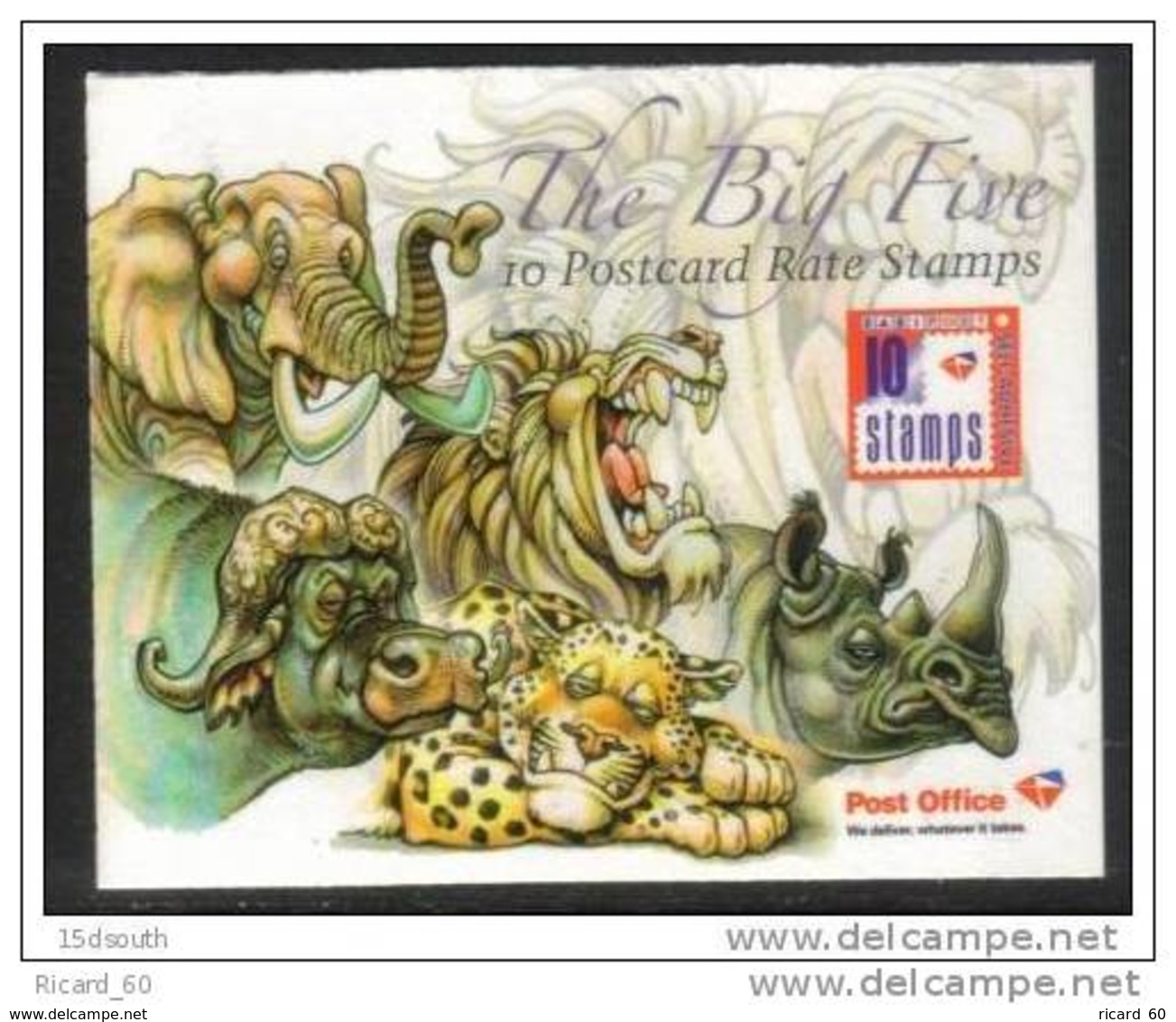 Carnet Neuf D'afrique Du Sud Auto-adhésifs, Faune, éléphants, Lion , Léopard, Rhinocéros, Buffle, 10 Timbres - Libretti
