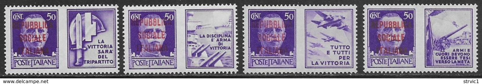 Italy ISR Scott # 14-17 MNH Italy Stamps Overprinted,1944 - Mint/hinged