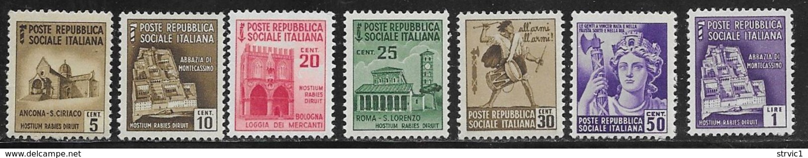 Italy ISR Scott # 22-7,29 MNH Various Subjects,1944 - Mint/hinged