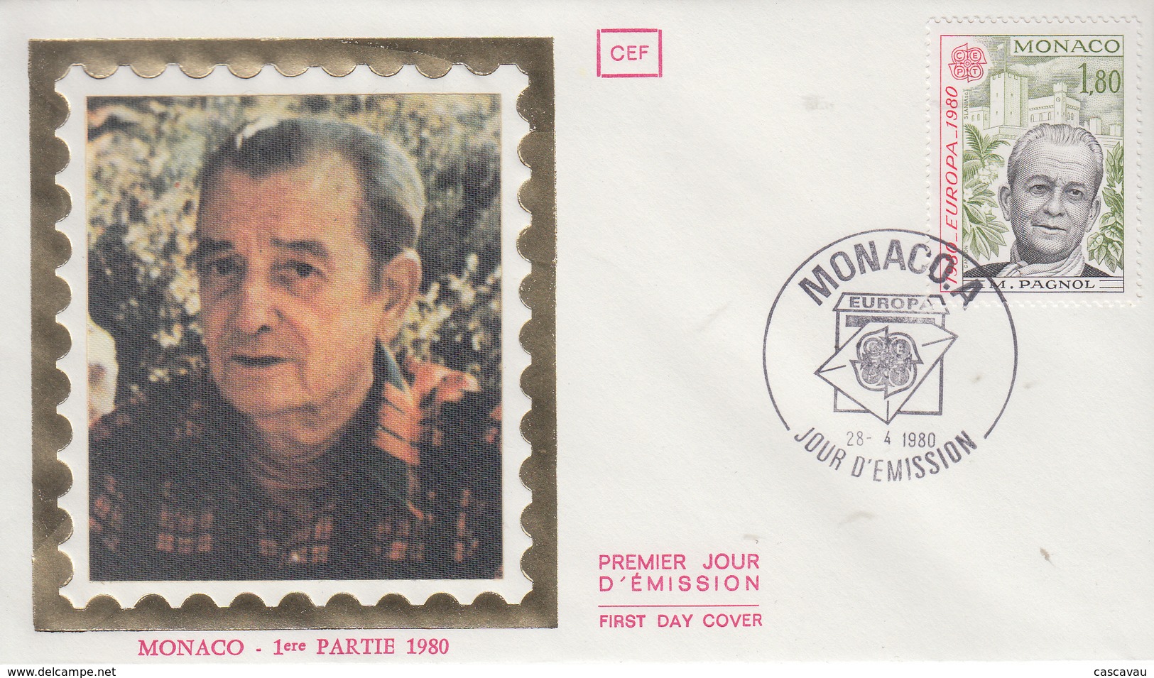 Enveloppe   FDC  1er  Jour  MONACO   Marcel   PAGNOL    EUROPA    1980 - 1980