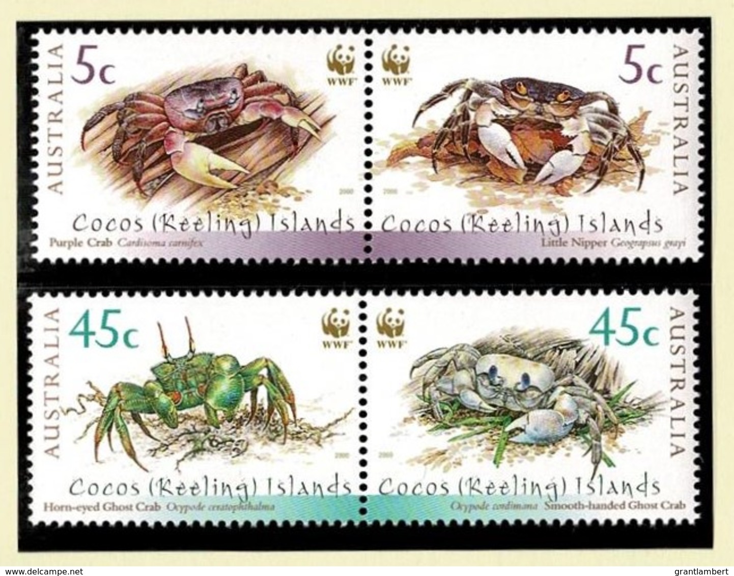 Cocos Islands 2000 Crabs - Endangered Species WWF Set Of 4 MNH - Cocos (Keeling) Islands