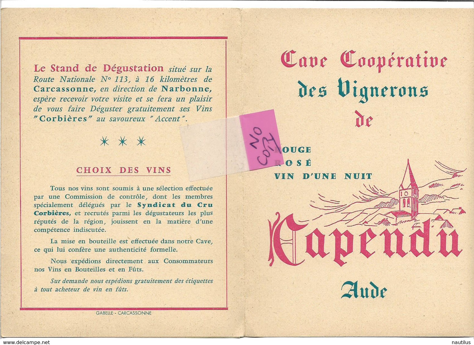 CAPENDU - CAVE COOPERATIVE DES VIGNERONS - - Capendu