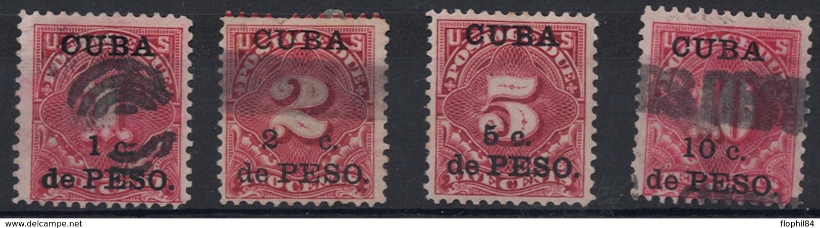 CUBA - TAXE - N°1 A 4 - OBLITERES LE N°4 NEUF - COTE 49€ - LE N°2 DEFECTUEUX NON COMPTE. - Cuba (1874-1898)