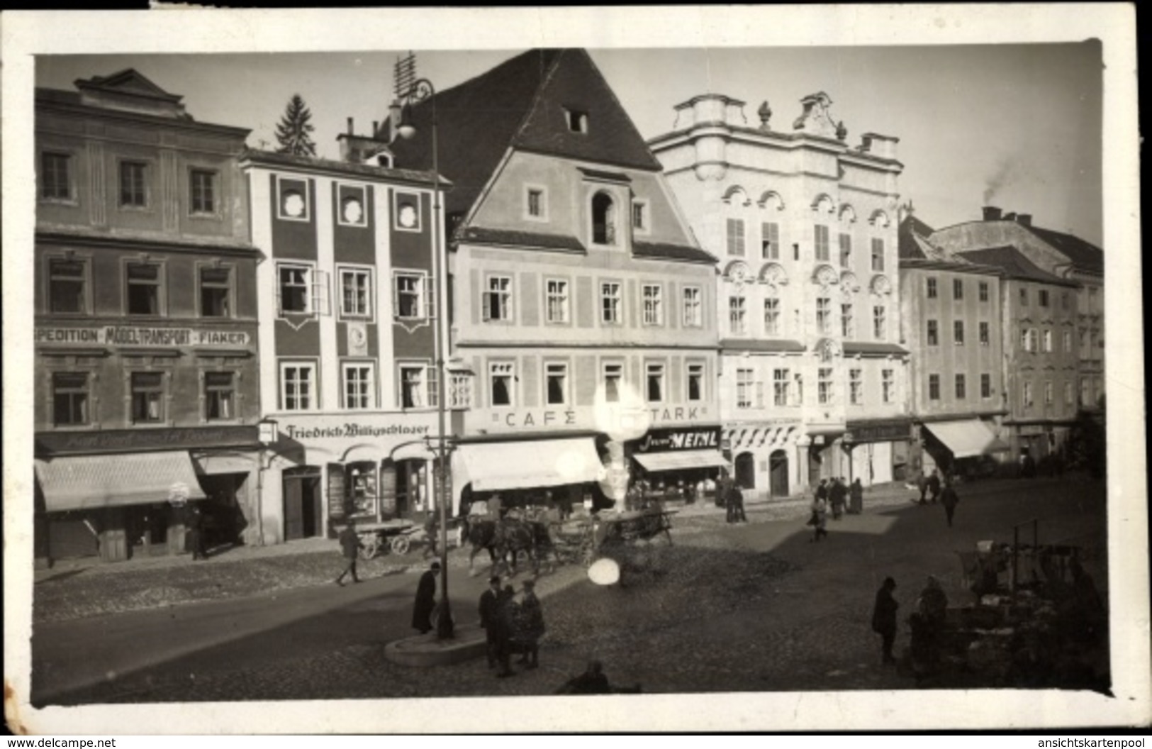 Cp Steyr In Oberösterreich, Marktplatz, G. Friedrich Wittigschlager, Café Stark, Spedition Fiaker - Autres & Non Classés