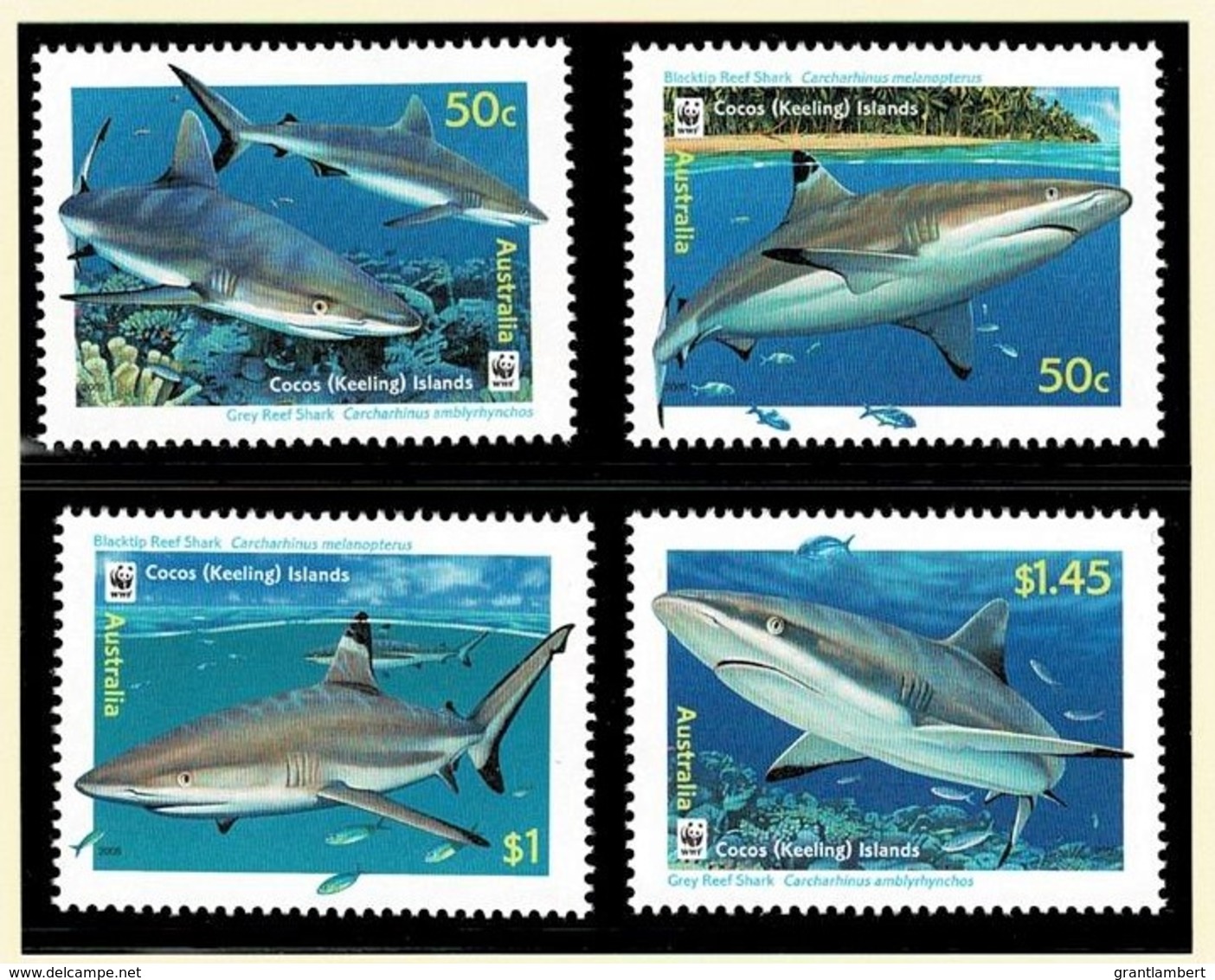 Cocos Islands 2005 Reef Sharks WWF Set Of 4 MNH - Cocos (Keeling) Islands