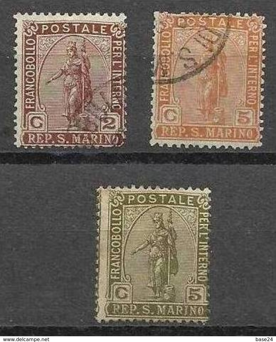 1899 San Marino Saint Marin SERVIZIO INTERNO Serie Di 2v. USED + 5c MH* - Used Stamps