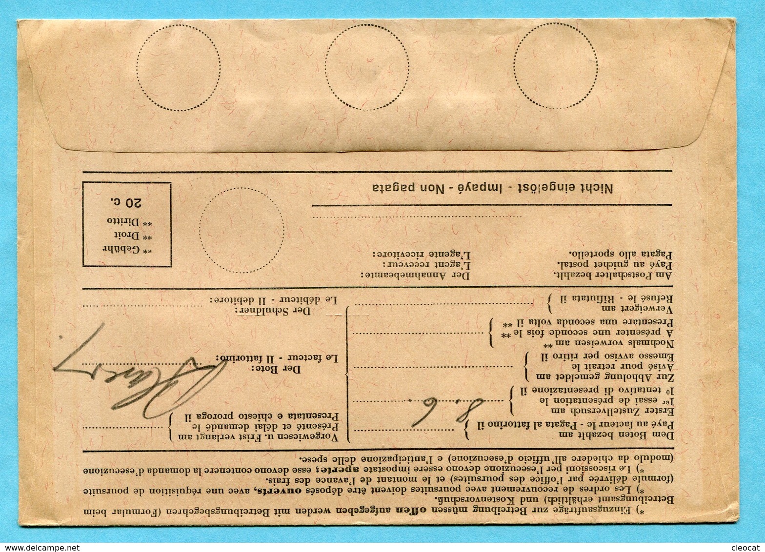 Einzugsauftrag Niederbuchsitten 1954 - Absender: Jura - L. Henzirohs A.G. - Lettres & Documents