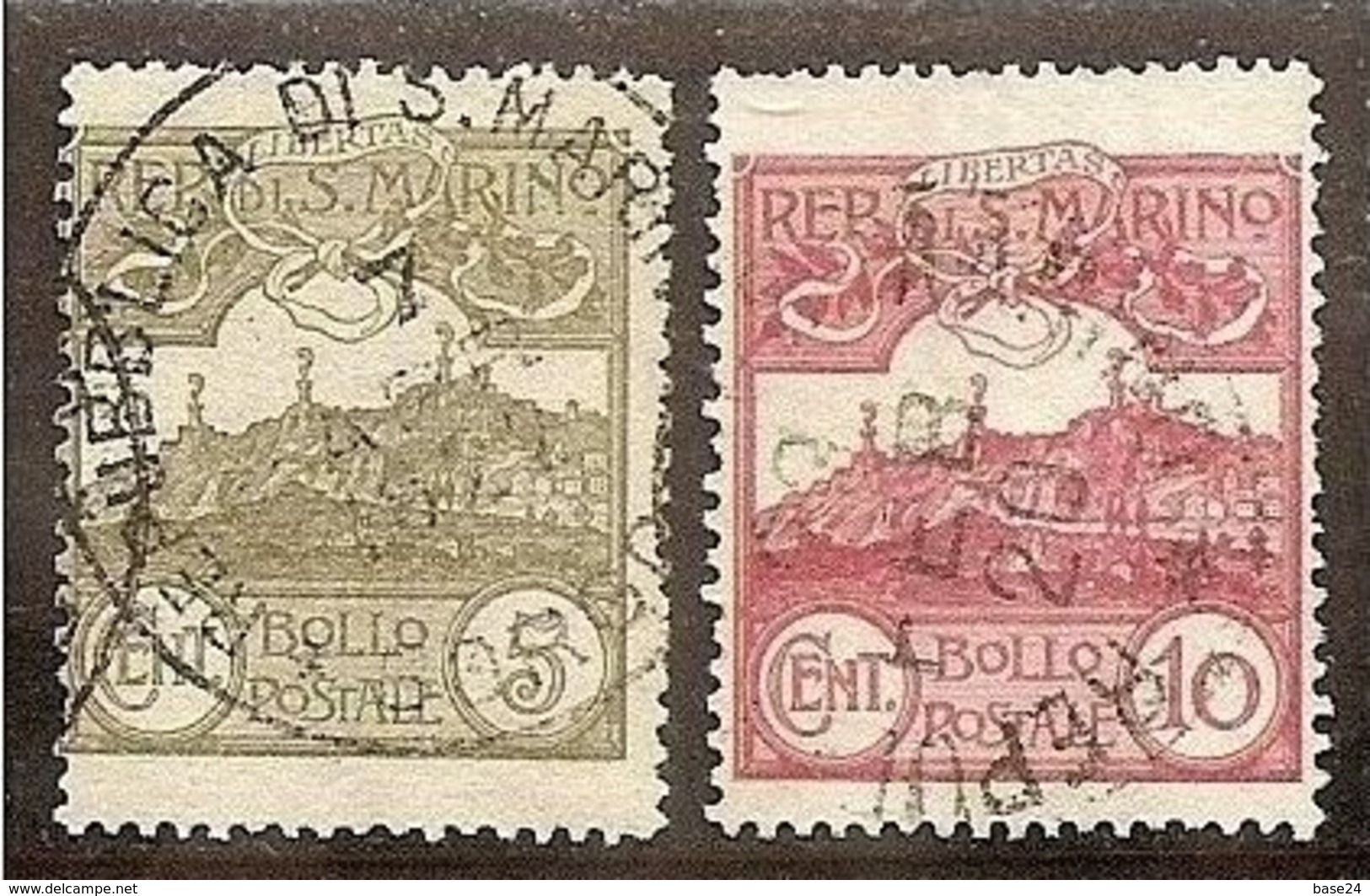 1903 San Marino Saint Marin CIFRA O VEDUTA 5c E 10c (35, 36) Usat USED - Gebruikt