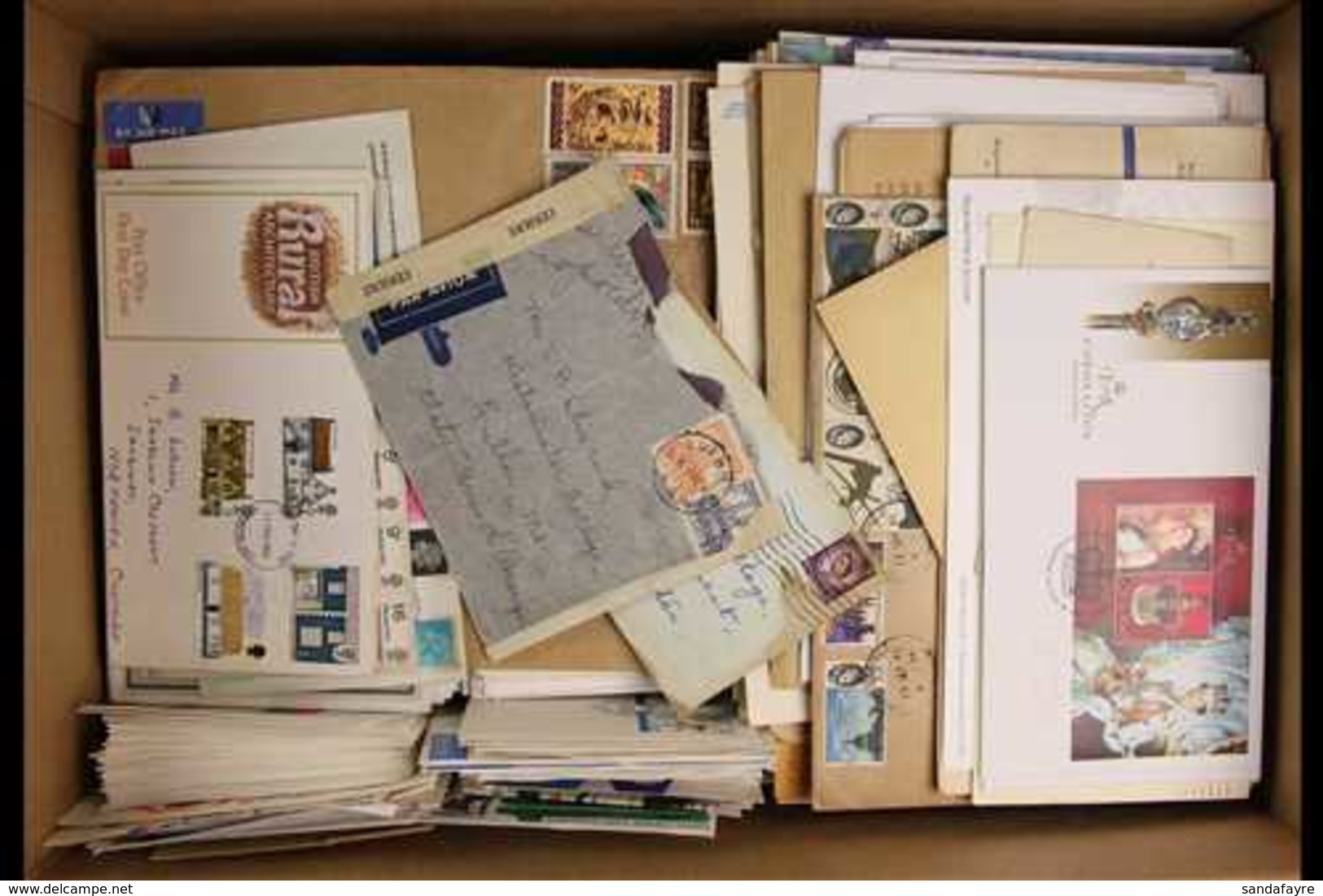 WORLD COVERS & CARDS HOARD. Mostly 20th Century Commercial And Philatelic Covers & Postcards In A Large Carton, Includes - Otros & Sin Clasificación