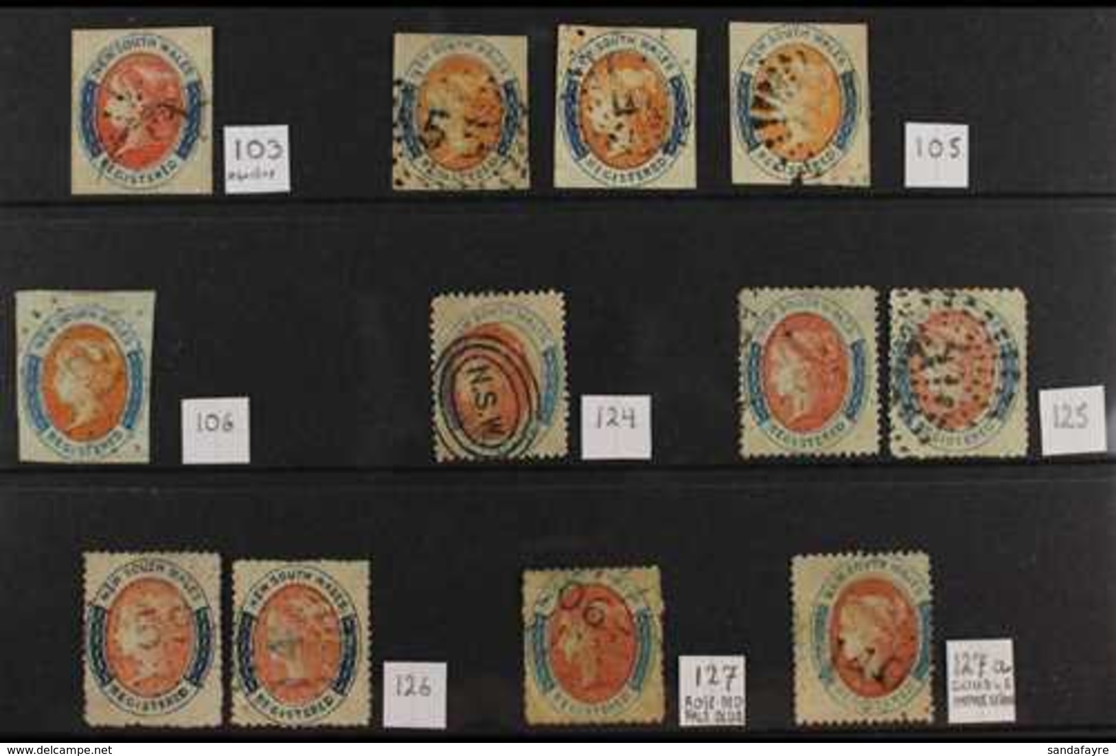 NEW SOUTH WALES 1856-1863 "REGISTERED" STAMPS. An Interesting Fine Used Group With The Various Shades Identified With SG - Altri & Non Classificati