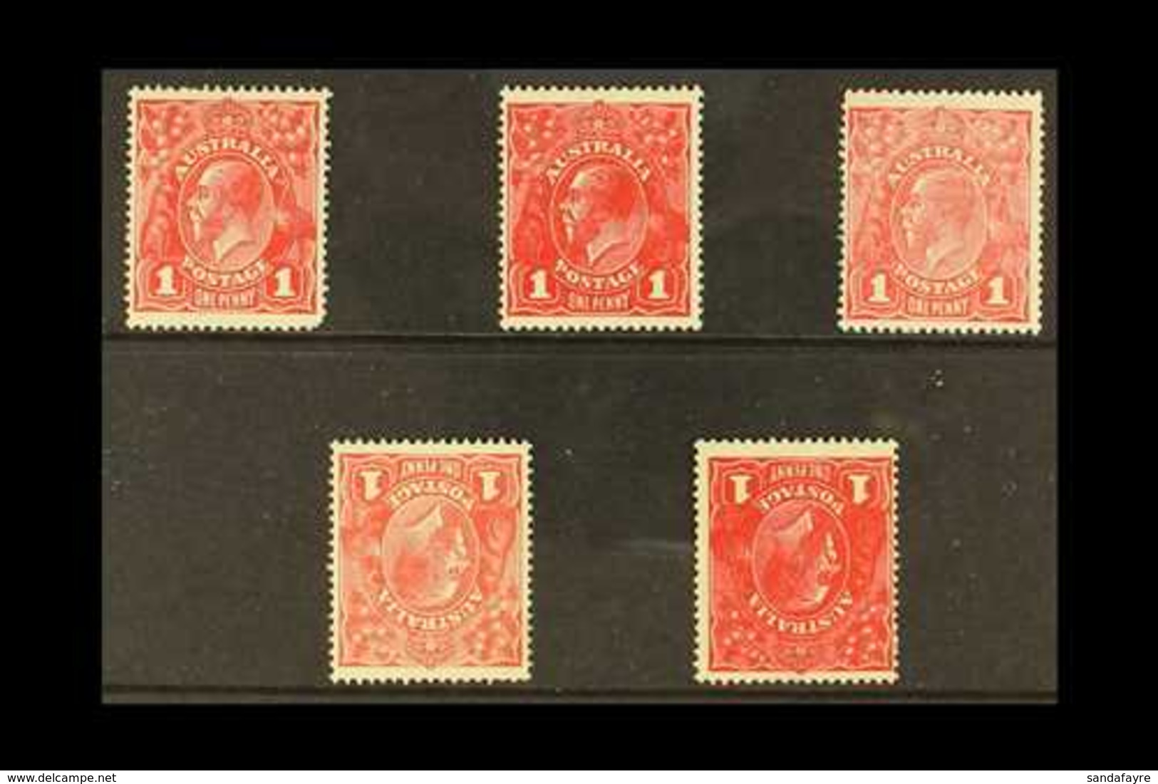 1916-18 Unsurfaced Paper Mint Group With Shades & Two Inverted Watermarks, SG 47/47hw, A Fine Mint Group (5 Stamps) For  - Autres & Non Classés