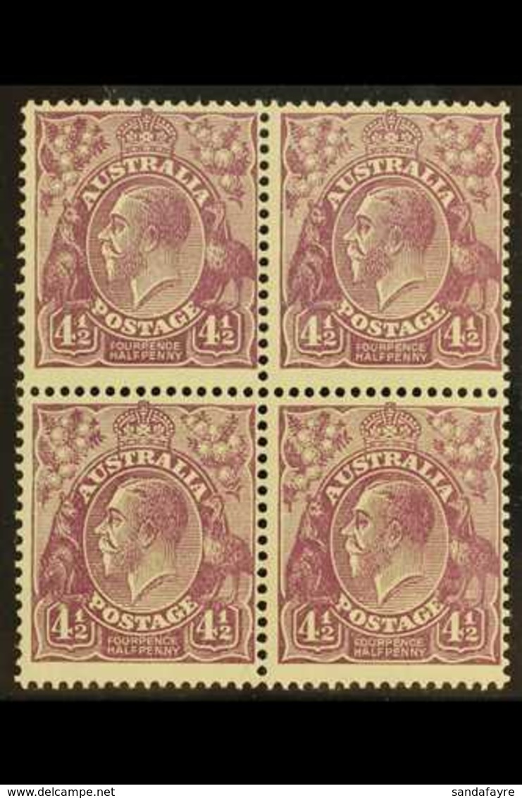 1926-30 4½d Violet KGV, Perf 13½x12½, SG 103, BLOCK OF FOUR Never Hinged Mint. For More Images, Please Visit Http://www. - Altri & Non Classificati