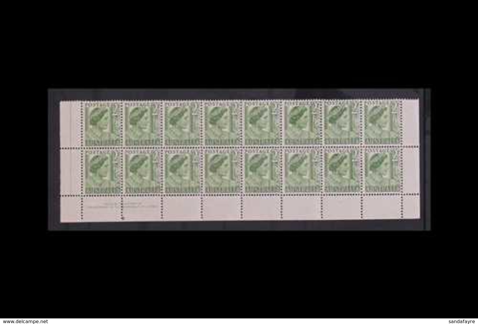 1950-52 2d Yellow-green COIL PERFORATION BLOCK Of 16, SG 237b, Never Hinged Mint Two Bottom Rows Of Pane With Margins To - Sonstige & Ohne Zuordnung