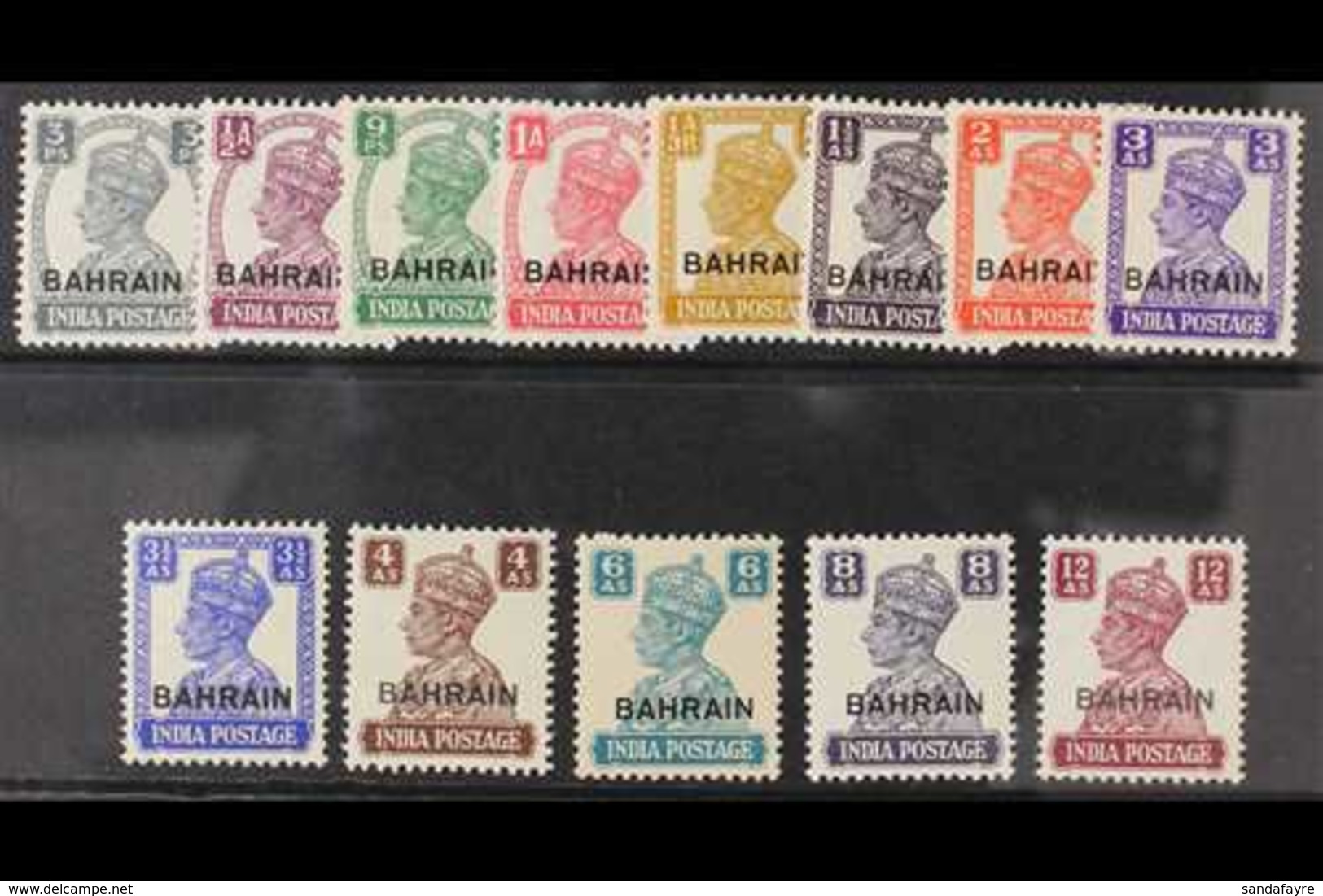 1942-45 Overprints On India (white Background) Complete Set, SG 38/50, Never Hinged Mint, The 9p Is Hinged And With Fold - Bahrain (...-1965)