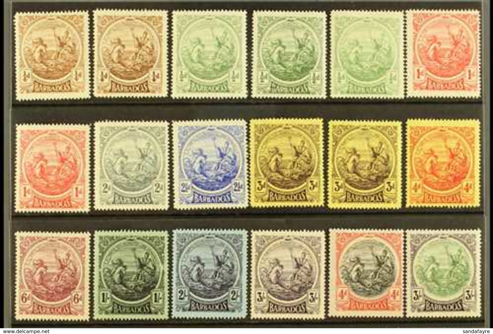 1916-19 Definitives Complete Set, SG 181/91, Plus Some Shades (including 3d On Thick Paper) And 1918 New Colour Set, SG  - Barbados (...-1966)