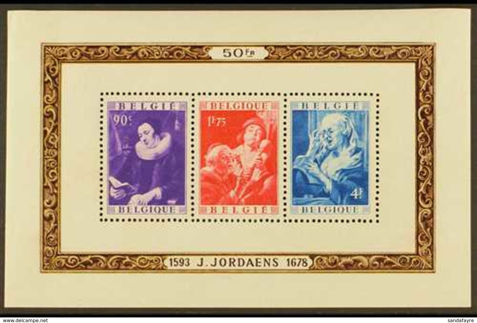 1949  50f Jordaens "Paintings" Mini Sheet, SG MS 1261, Cob Bl 27, Very Fine Mint For More Images, Please Visit Http://ww - Altri & Non Classificati