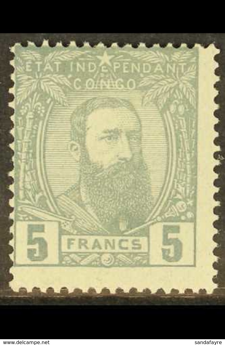 BELGIAN CONGO 1892 5f Grey Leopold, COB 12, Fine Mint, Centred To Upper Left. For More Images, Please Visit Http://www.s - Sonstige & Ohne Zuordnung