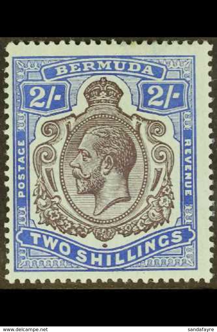 1918-22 2s Purple & Blue On Blue, Wmk Mult Crown CA, BROKEN CROWN & SCROLL Variety (early Stage), SG 51bb, Fine Mint. Fo - Bermuda