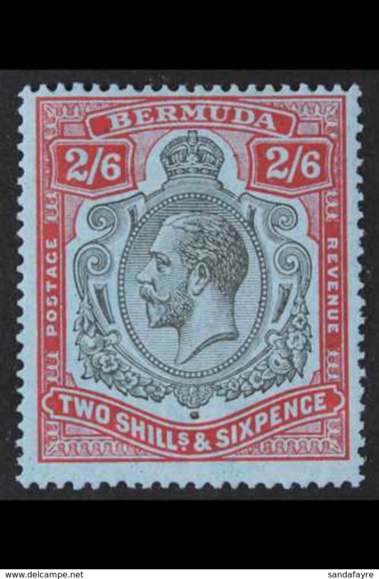 1924-32 (wmk Mult Script CA) KGV 2s6d Black And Carmine/pale Blue With "Break In Scroll" Variety, SG 89a, Very Fine Mint - Bermuda