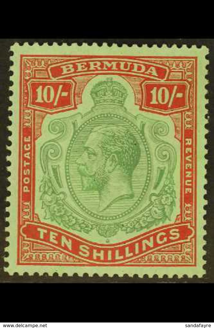 1924-32 10s Green & Red On Pale Emerald, Wmk Script CA, SG 92, Very Fine Mint. For More Images, Please Visit Http://www. - Bermuda
