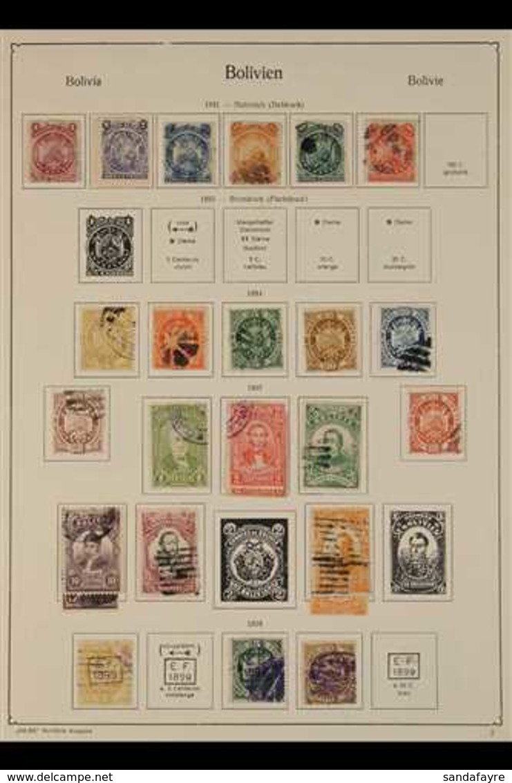 1890-1942 CLEAN COLLECTION ON PRINTED PAGES Mint And Used, Mostly Fine And Fresh Condition. Note 1894 Coat Of Arms Set U - Bolivia