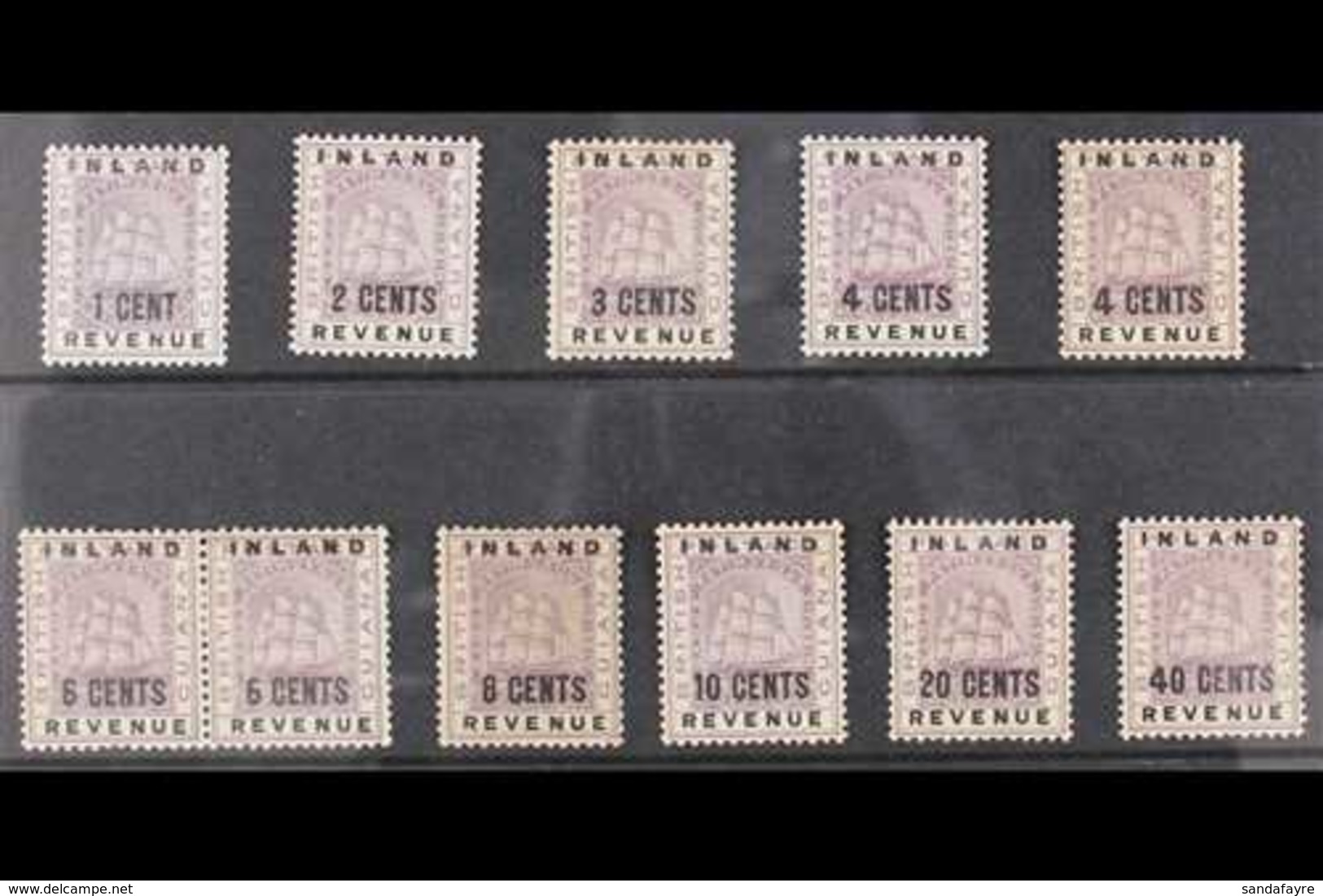 1888-89 "INLAND REVENUE" Surcharges Set To 40c, SG 175/83, Including Both Types 4c And 6c - The 6c In Se-tenant Horizont - British Guiana (...-1966)