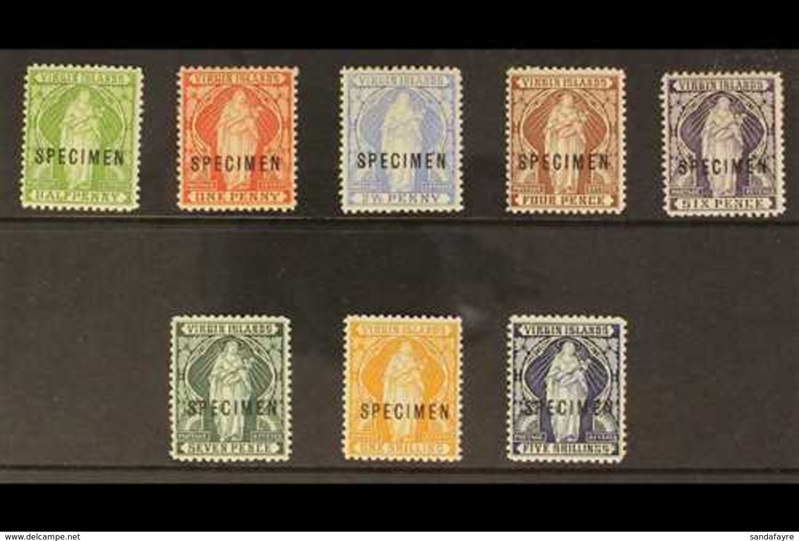 1899 Virgin Set Complete Overprinted "Specimen", SG 43s / 50s, Very Fine Mint. (8 Stamps) For More Images, Please Visit  - British Virgin Islands