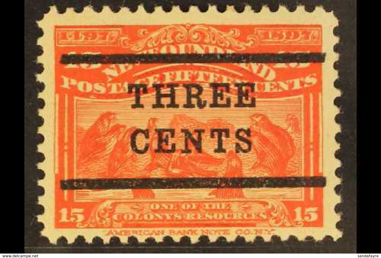 1920 3c On 15c Bright Scarlet, Type A Overprint (Bars 10½mm Apart), SG 145, Fine Mint. For More Images, Please Visit Htt - Other & Unclassified