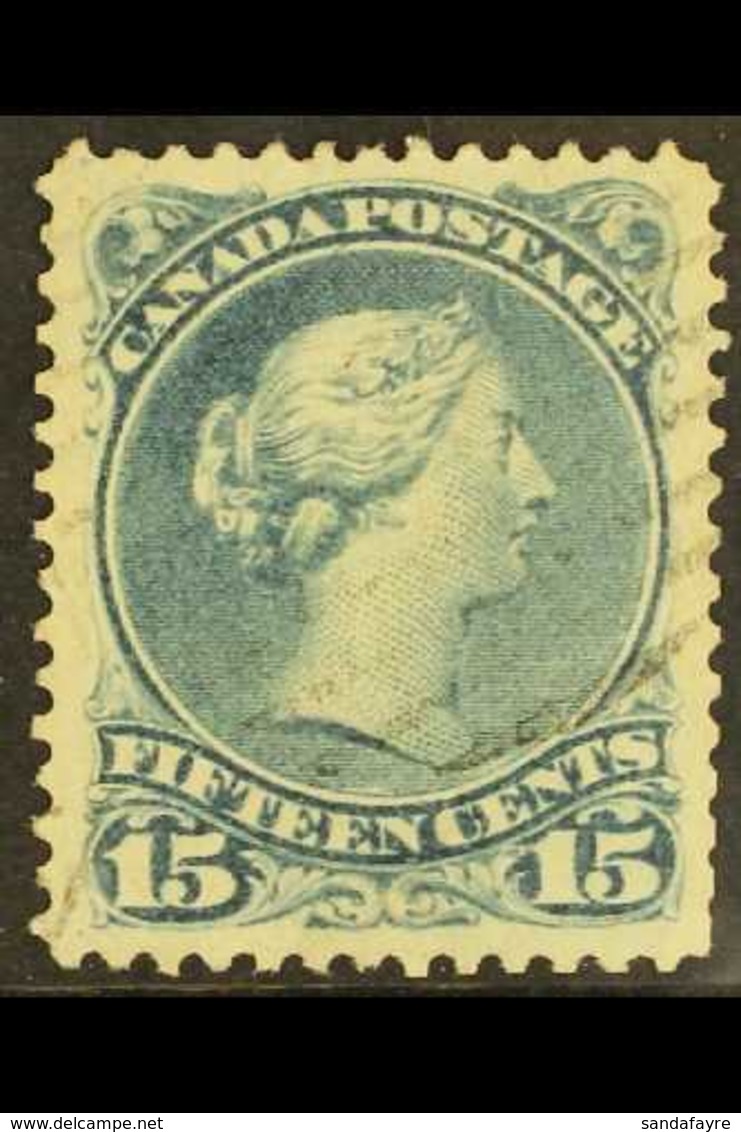 1868-76 15c Blue Grey Large Queen With PLATE CRACK/SCRATCH (position 91) Variety, Unitrade 30b Viii, Fine Lightly Used,  - Altri & Non Classificati