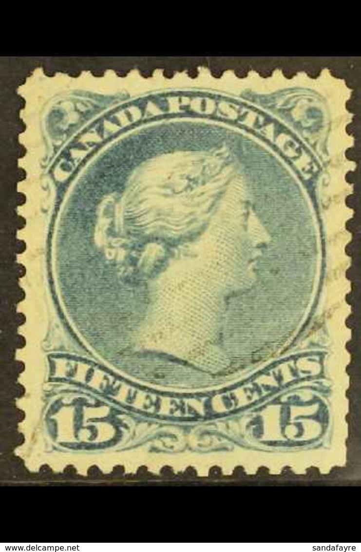 1868-76 15c Blue Grey Large Queen With PLATE CRACK/SCRATCH (position 91) Variety, Unitrade 30b Viii, Fine Lightly Used,  - Other & Unclassified