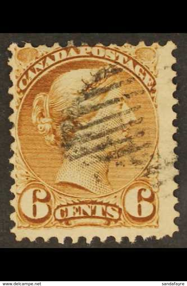1870-93 6c Yellow-brown Small Queen With SEMI-MAJOR RE-ENTRY - COMPLETE LOWER FRAMELINE DOUBLED, Unitrade 39iii, Fine Us - Sonstige & Ohne Zuordnung