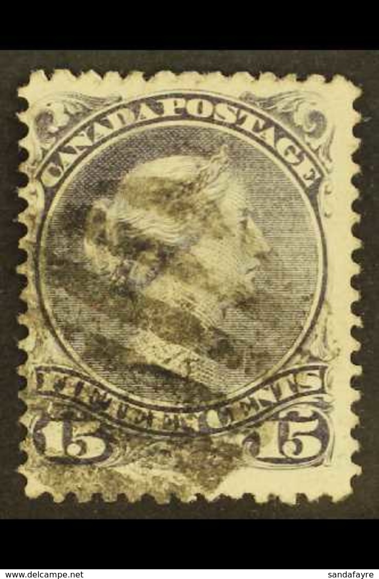 1879 15c Clear Deep Violet Large Queen On Thick Paper, SG 67, Excellent Colour And Neat Barred Cancel, As With Most Know - Altri & Non Classificati