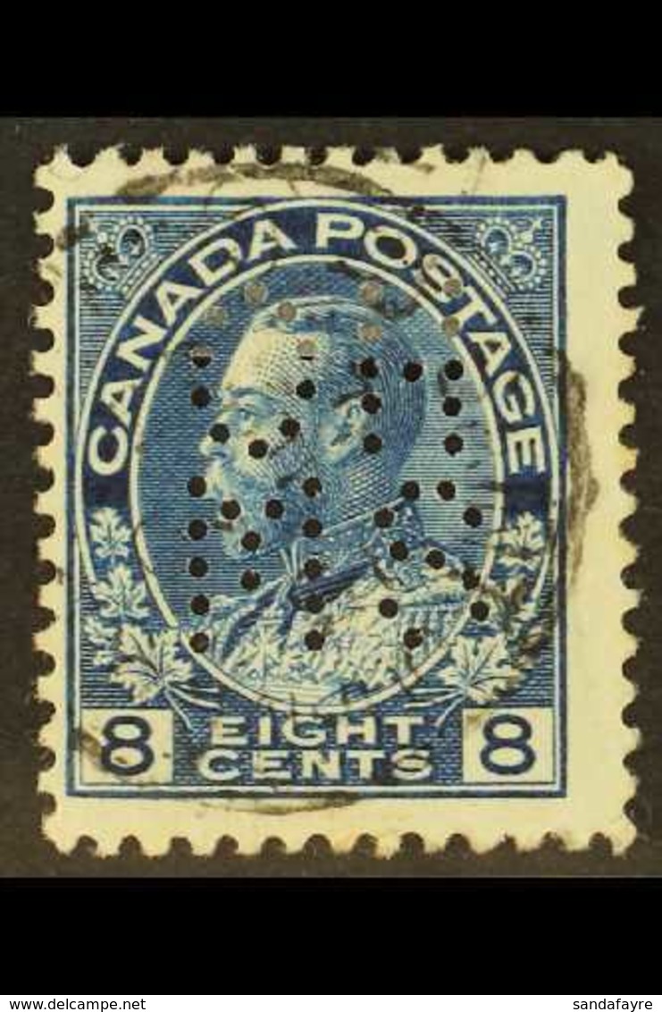 OFFICIAL 1923-31 8c Blue Punctured "O.H.M.S.", SG O16, Fine Used, Missing Part Of The "S" In The Perfin. For More Images - Altri & Non Classificati