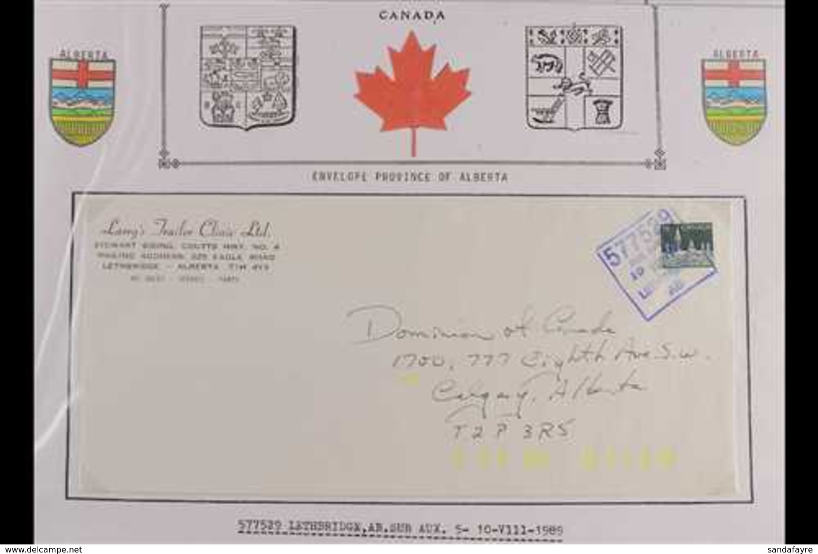 PROVINCE OF ALBERTA POSTAL HISTORY COLLECTION Nicely Written Up In An Album, Includes Mostly 1980's - 1990's Covers (app - Other & Unclassified