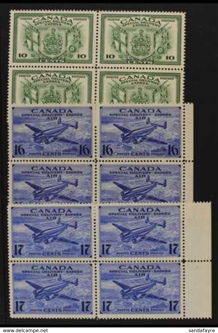 SPECIAL DELIVERY 1942-43 War Effort Complete Set, SG S12/14, Never Hinged Mint BLOCKS Of 4, Fresh. (3 Blocks = 12 Stamps - Altri & Non Classificati