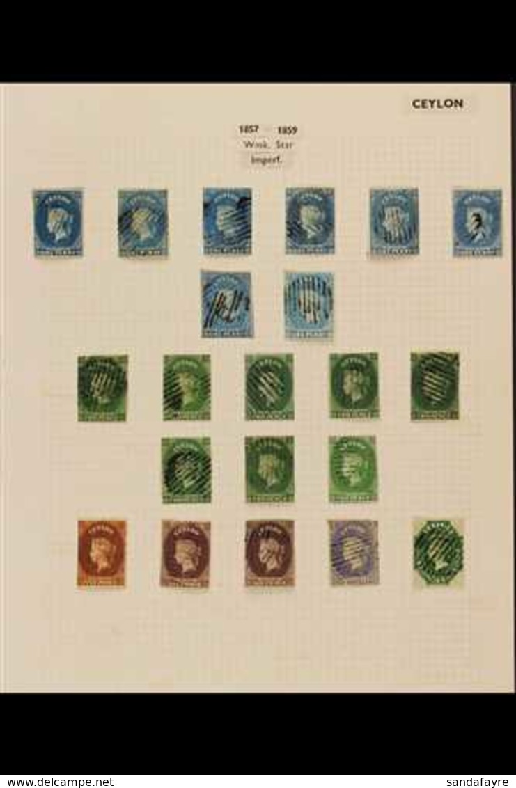 1857-1867 CHALON TYPES. ATTRACTIVE USED COLLECTION With Many Shades Presented On Leaves, Includes 1857 6c Blued Paper (x - Ceylon (...-1947)